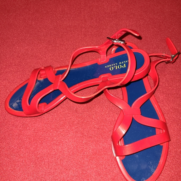 Red rubber Ralph Lauren Polo sandal. - Picture 2 of 4